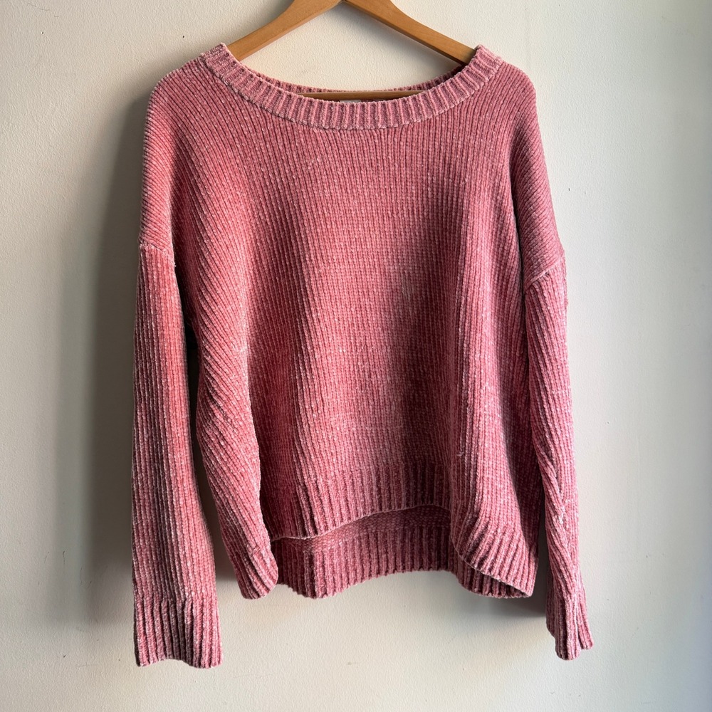 GAP Chenille Knit Oversized Sweater Rose Pink XL Excellent